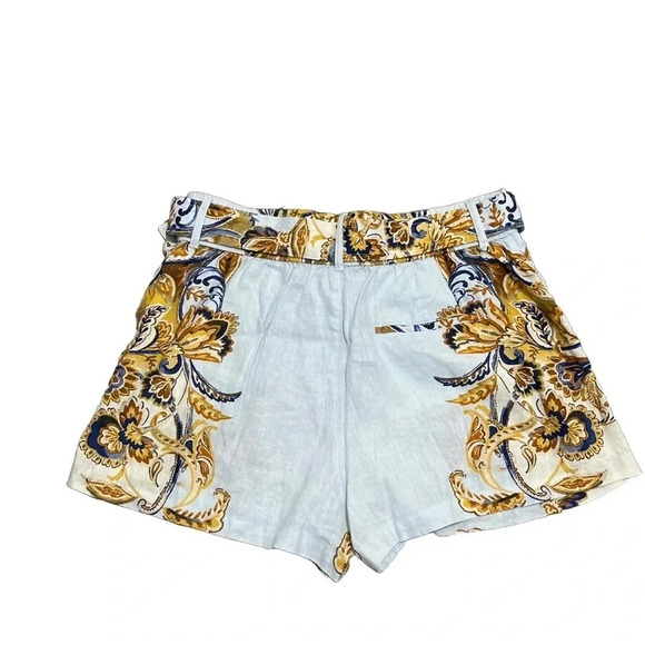 NWT Joie 100% Linen High Rise Summer Brocade Belted Shorts XL - Picture 2 of 8